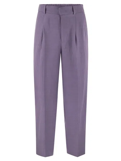 PT TORINO DAISY - VISCOSE AND LINEN TROUSERS