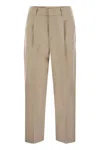Pt Torino Daisy - Wool And Cashmere Pinstripe Pants In Beige