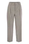 Pt Torino Daisy - Wool And Cashmere Pinstripe Pants In Grey