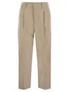 Pt Torino Daisy - Wool And Cashmere Pinstripe Pants In Sand