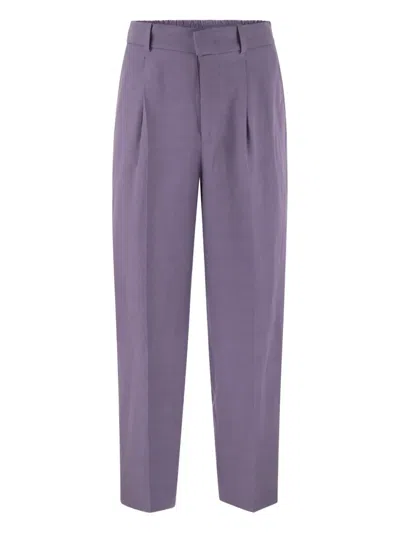 Pt Torino Daisy Pleated Trousers In Purple