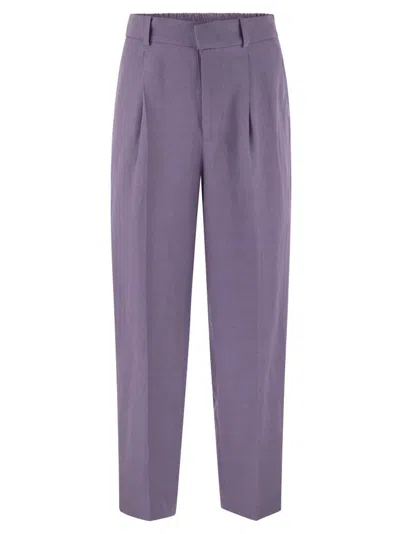 Pt Torino Daisy - Viscose And Linen Trousers In Lilac