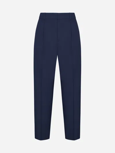 Pt Torino Daisy Stretch Cady Trousers In Navy