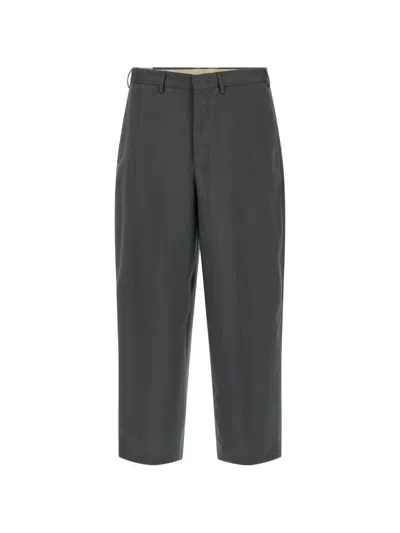 Pt Torino Linen Blend Tailored Trousers Belt Loops In Black
