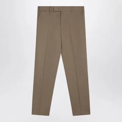 PT TORINO PT TORINO DARK BEIGE COTTON TROUSERS
