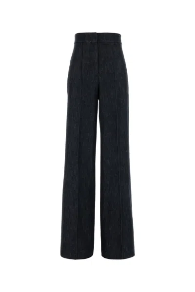 Pt Torino Dark Blue Denim Palazzo Jeans In Black