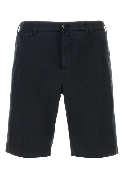 Pt Torino Dark Blue Stretch Cotton Bermuda Shorts