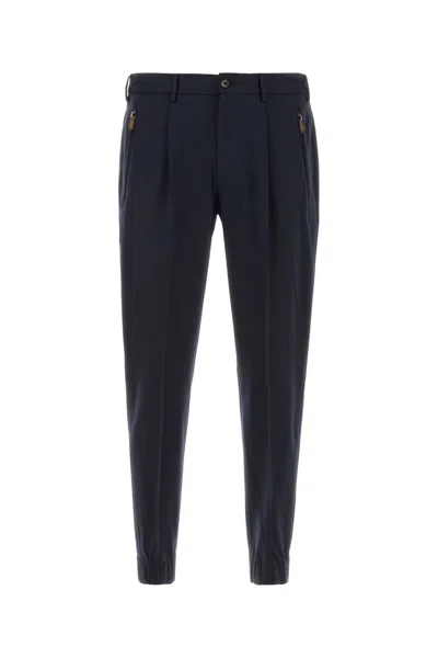 PT TORINO DARK BLUE STRETCH COTTON BLEND PANT