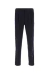 Pt Torino Dark Blue Stretch Cotton Pant In Blue