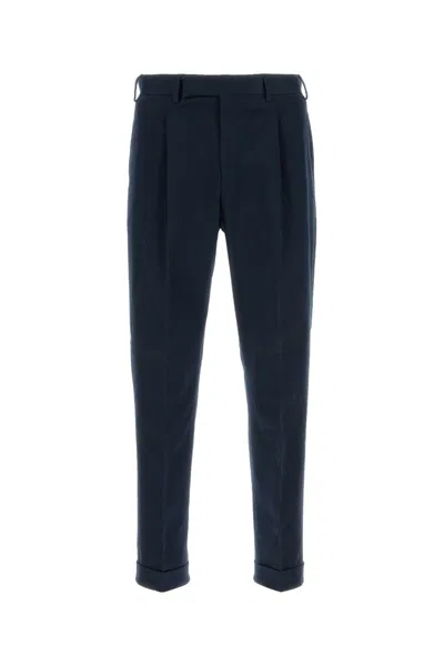 Pt Torino Dark Blue Stretch Cotton Pant