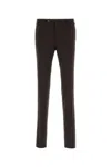 Pt Torino Dark Brown Stretch-design Trousers In Black