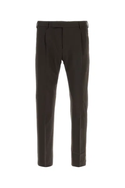 Pt Torino Dark Brown Stretch Wool Pant