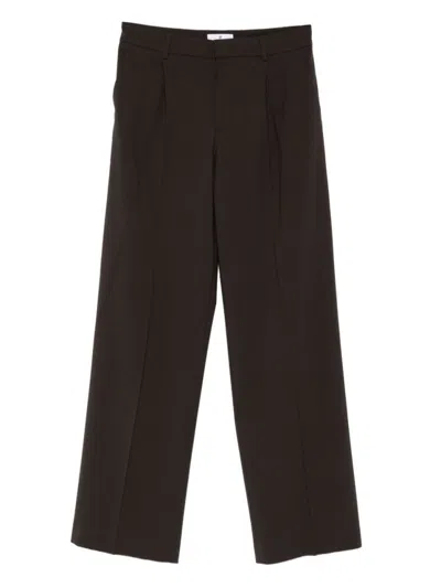 PT TORINO DARK BROWN TAILORED TROUSERS WITH STRUCTURED SILHOUETTE