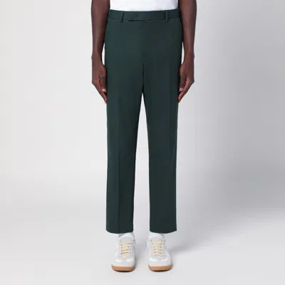 Pt Torino Cotton Trousers With Back Pockets And Belt Loops In Green