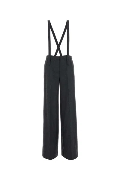 Pt Torino Dark Grey Stretch Cashmere Diana Pant In Black