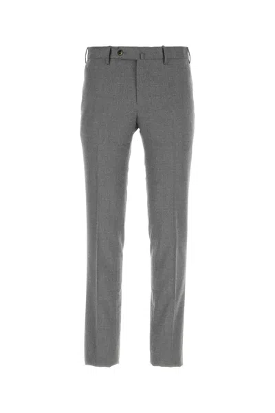 Pt Torino Dark Grey Stretch Virgin Wool Pant In Gray