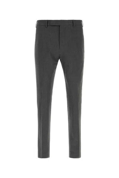Pt Torino Dark Grey Stretch Wool Pant In Blue