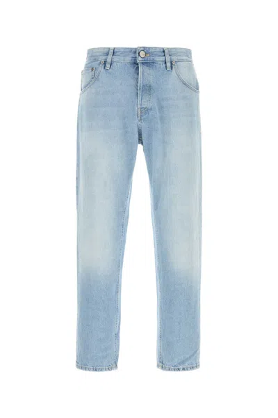 Pt Torino Straight Leg Denim Jeans With Faded Wash In Blue
