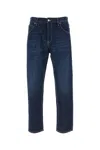 Pt Torino Stitched Denim Trousers Belt Loops In Blue