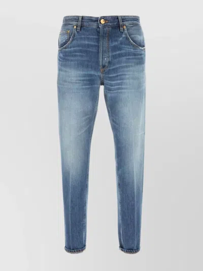 Pt Torino Denim Jeans With Belt Loops And Faded Effect In Blue
