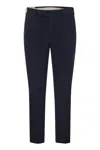 Pt Torino Navy Blue Virgin Wool Trousers In Blue