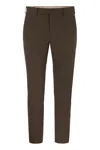 Pt Torino B-stretch Wool Pants With Front Button Closure In Brown