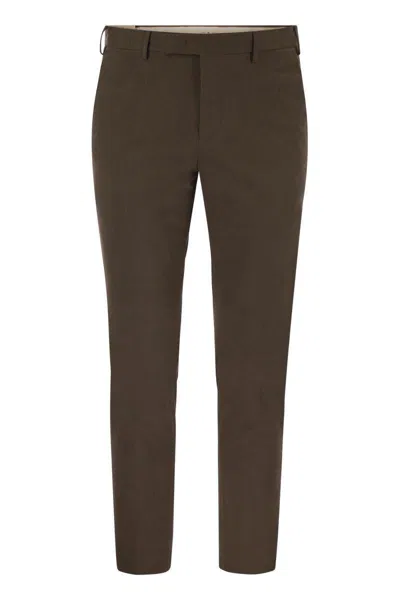 Pt Torino Dieci - Cotton Trousers In Brown
