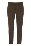 Pt Torino B-stretch Wool Pants With Front Button Closure In Brown