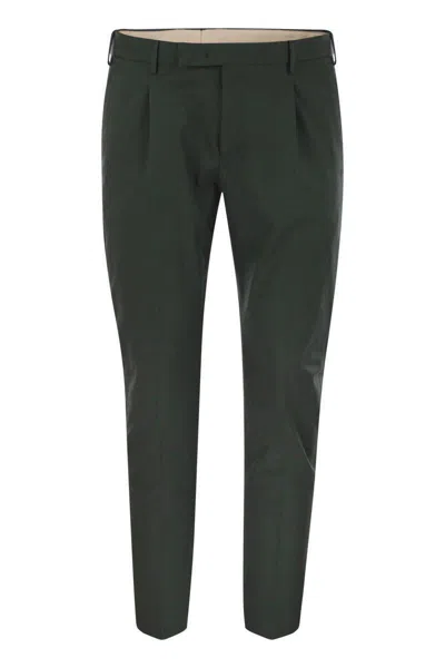 Pt Torino Dieci - Stretch Cotton Trousers In Green