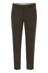 Pt Torino B-stretch Wool Pants With Front Button Closure In Brown