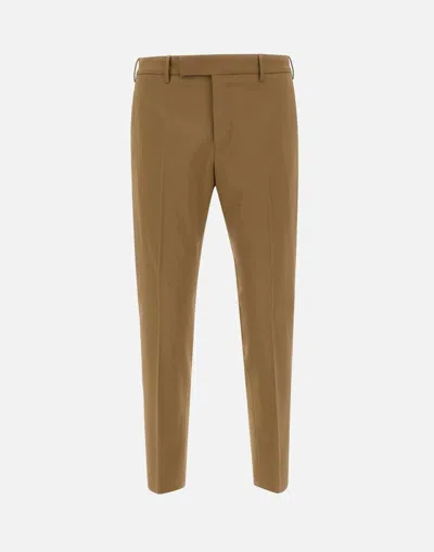 Pt Torino Dieci Camel Wool Trousers With Contemporary Edge Collection In 0130