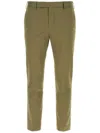 Pt Torino Stretch Cotton Straight Leg Trousers With Pockets In Green