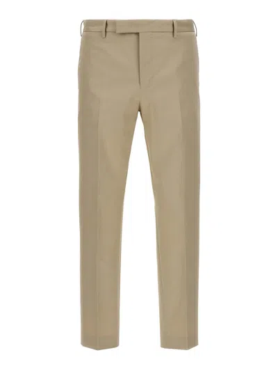 Pt Torino Beige Stretch Cotton Blend Silkochino Pant In Brown