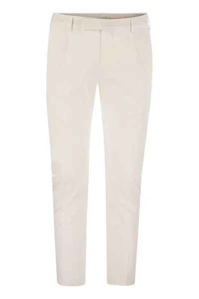 Pt Torino Dieci - Stretch Cotton Trousers In Neutral