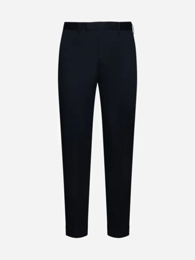 Pt Torino Rebel Stretch Cotton Twill Pants In Navy
