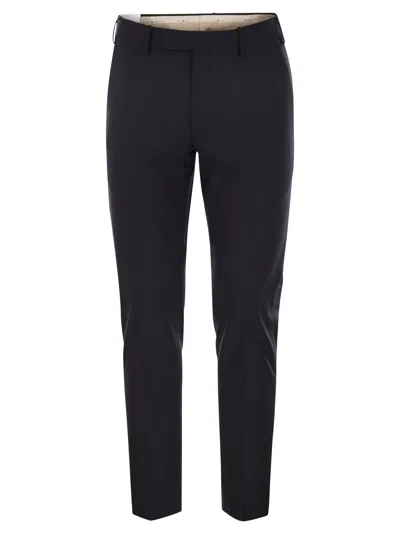 Pt Torino Dieci Stretch Virgin Wool Trousers In Navy