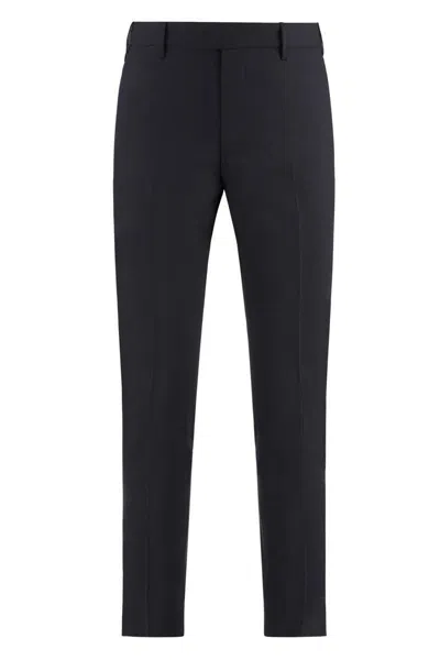 Pt Torino Dieci Stretch Wool Trousers In Black