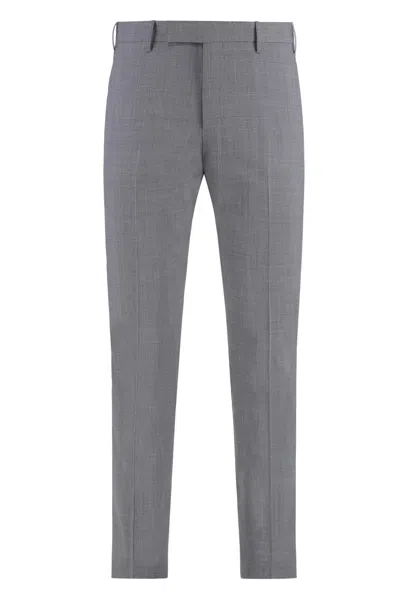 Pt Torino Dieci Stretch Wool Trousers In Grey