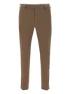 Pt Torino Stretch Cotton Trousers With Pockets And Creases In Brown