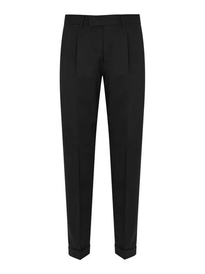 Pt Torino Dieci Trousers In Wool Blend In Black
