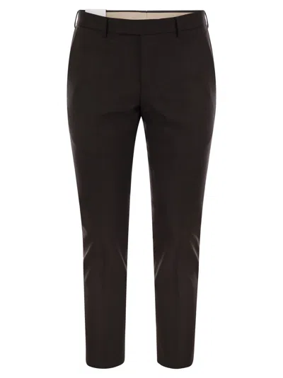 Pt Torino Dieci Virgin Wool Trousers In Black