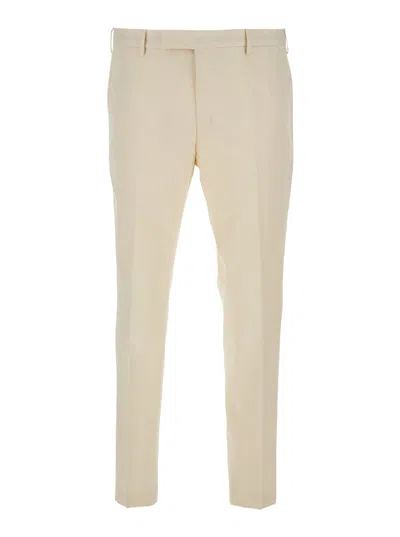 PT TORINO WHITE SLIM TAILORED PANTS IN LIGHTWEIGHT FLANNEL MAN