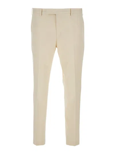 PT TORINO WHITE SLIM TAILORED PANTS IN LIGHTWEIGHT FLANNEL MAN