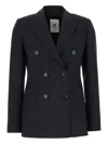 Pt Torino Stretch Wool Double-breasted Blazer In Blue