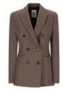 Pt Torino Double-breasted Wool Blazer In Brown