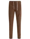 Pt Torino Slim Fit Drawstring Trousers In Brown Cashmere Blend In Brown