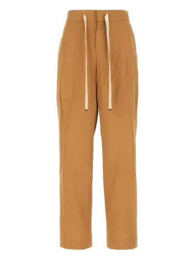 Pt Torino Drawstring Welt-pocket Trousers In Brown
