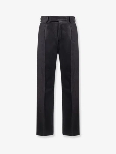 Pt Torino Edge Quindici Virgin Wool And Cotton Trousers In Black
