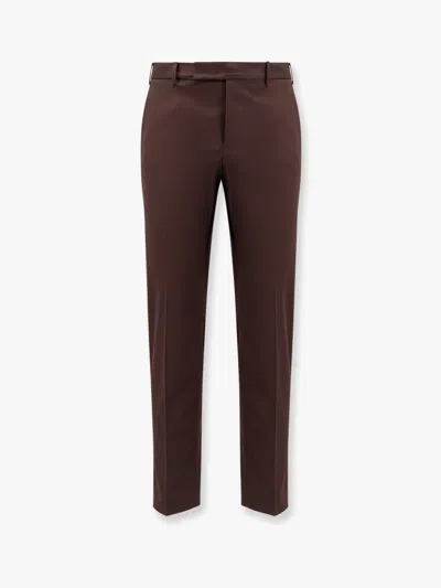 Pt Torino Edge Stretch Cotton Trousers In Brown