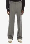 Pt Torino Wool And Silk Blend Wide Leg Trousers In Gray